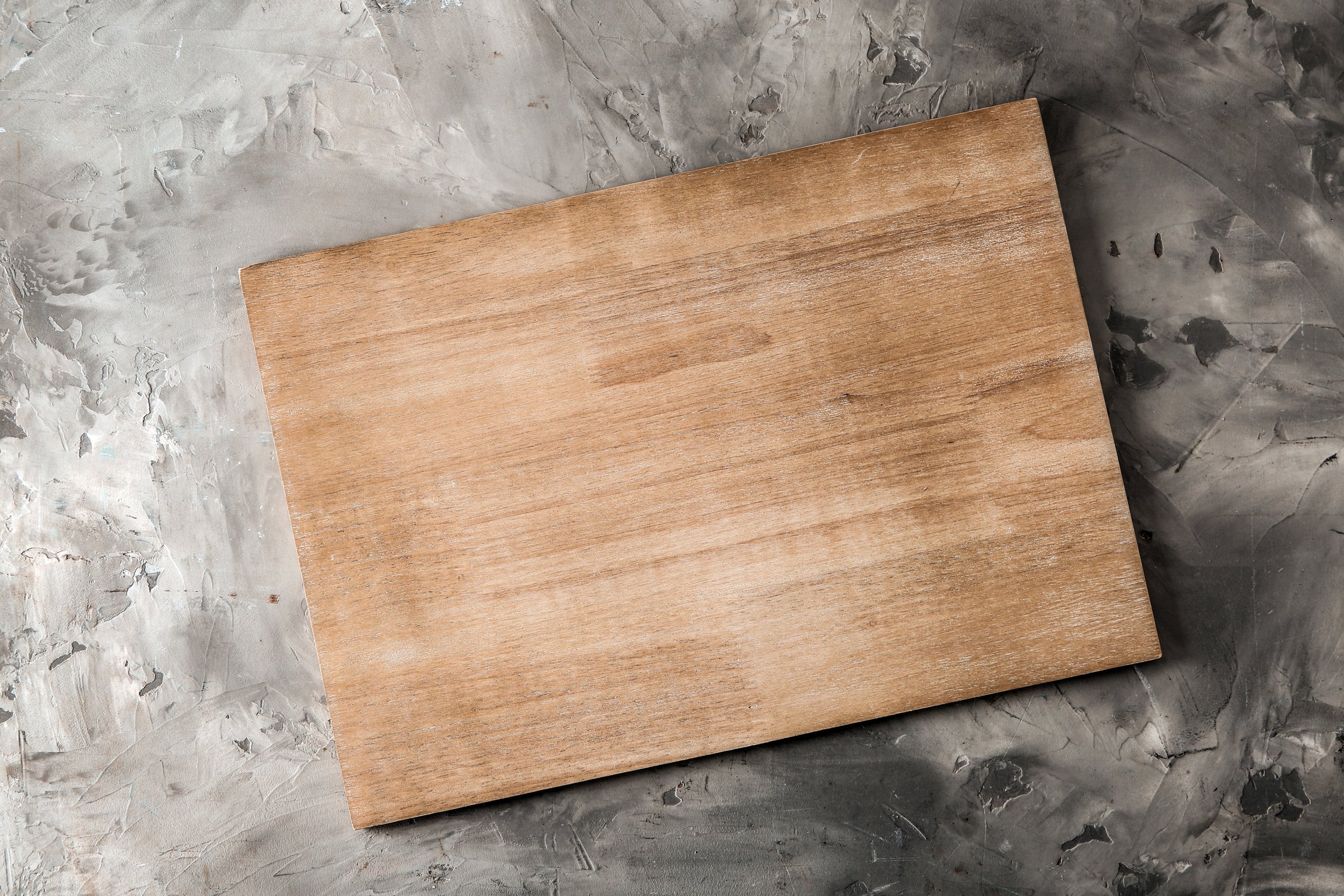 Wooden Kitchen Board on Grey Background